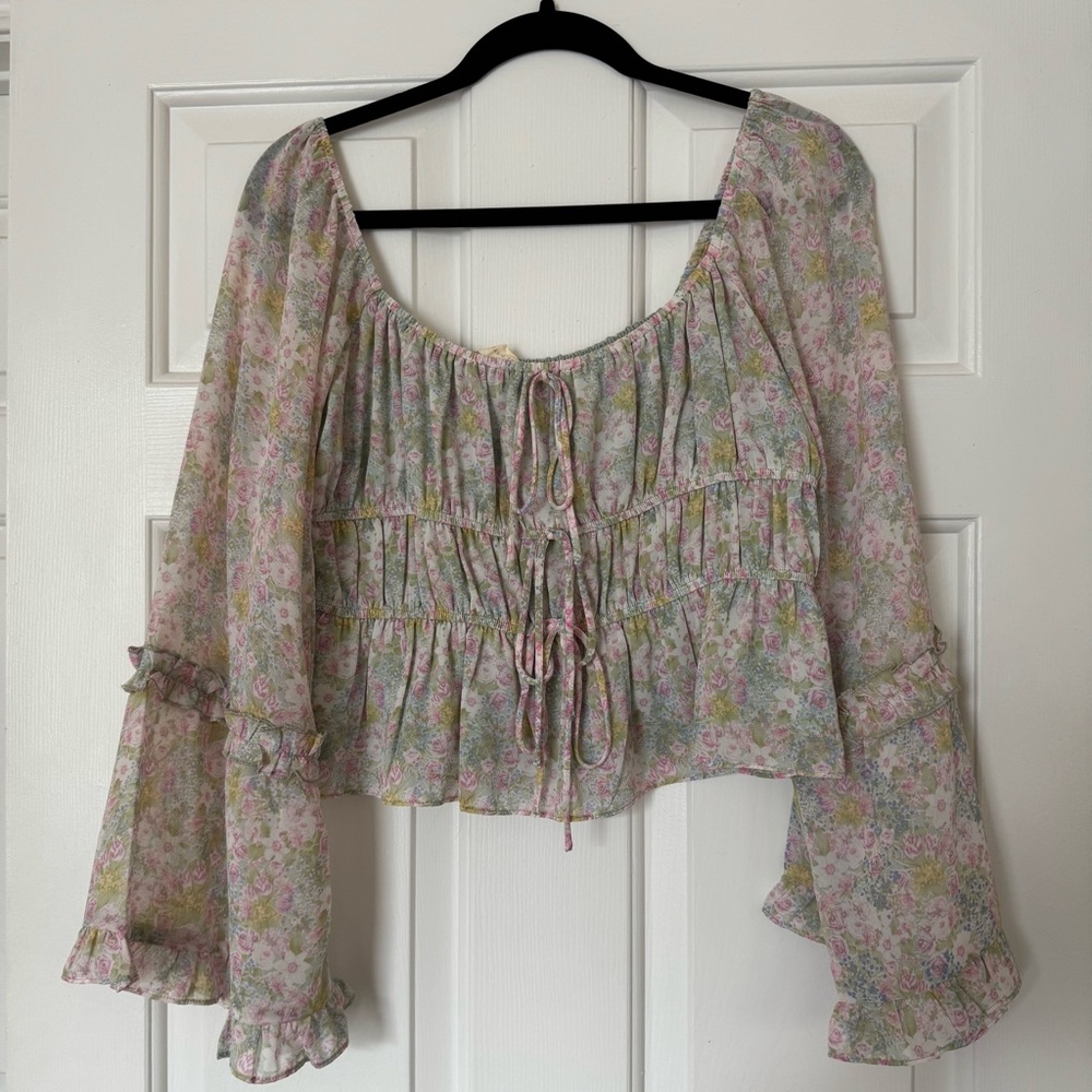 Altar’d State Floral Bell Sleeve Top